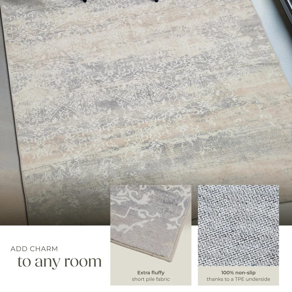 Dalia Non-Slip Washable Rug - Cream