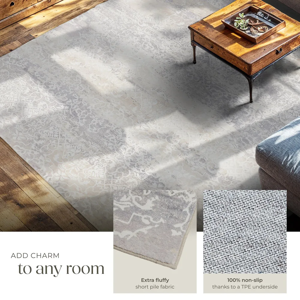 Dalia Non-Slip Washable Rug - Cream