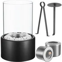 Damine Tabletop Bioethanol Fireplace - Black, Stainless Steel