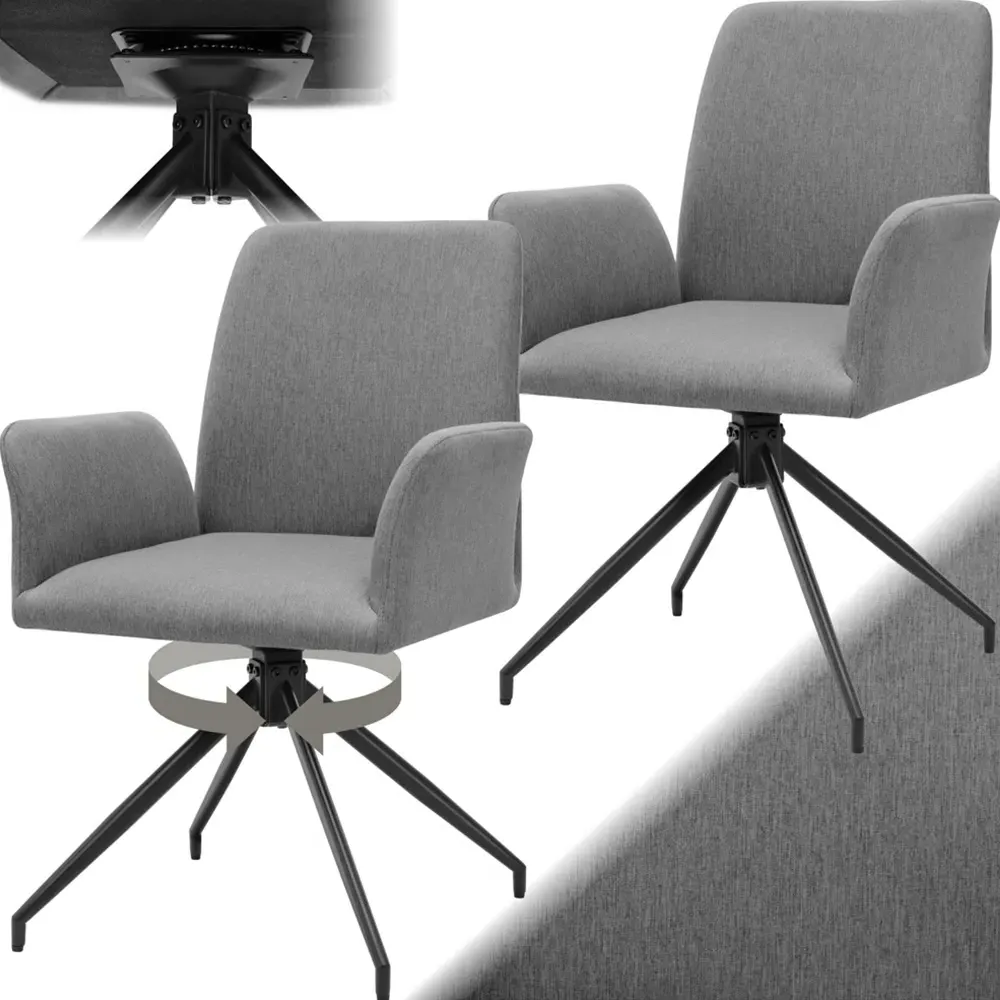 Daya Set of 2 Upholstered Swivel Chairs - Anthracite