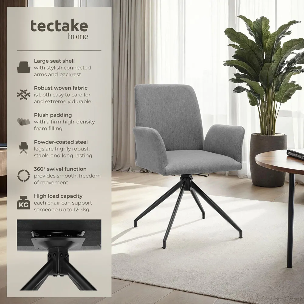 Daya Set of 2 Upholstered Swivel Chairs - Anthracite