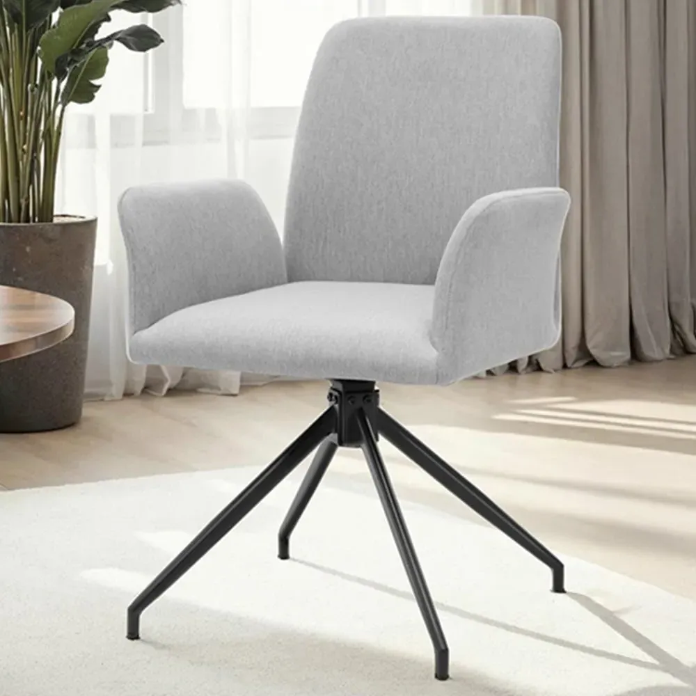 Daya Set of 2 Upholstered Swivel Chairs - Light Grey