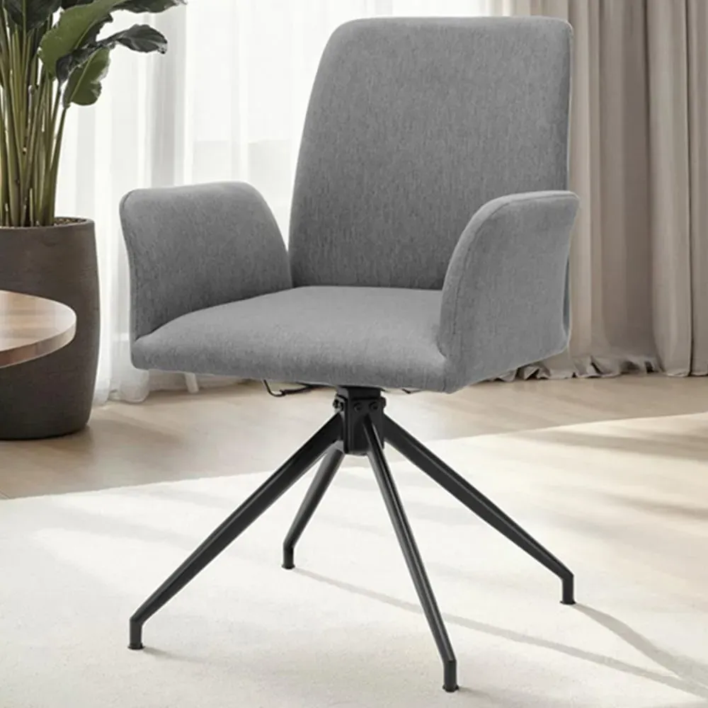 Daya Set of 6 Upholstered Swivel Chairs - Anthracite