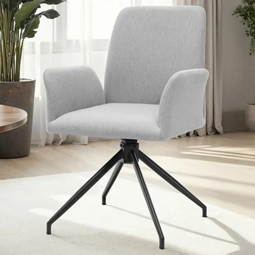 Daya Set of 6 Upholstered Swivel Chairs - Light Grey