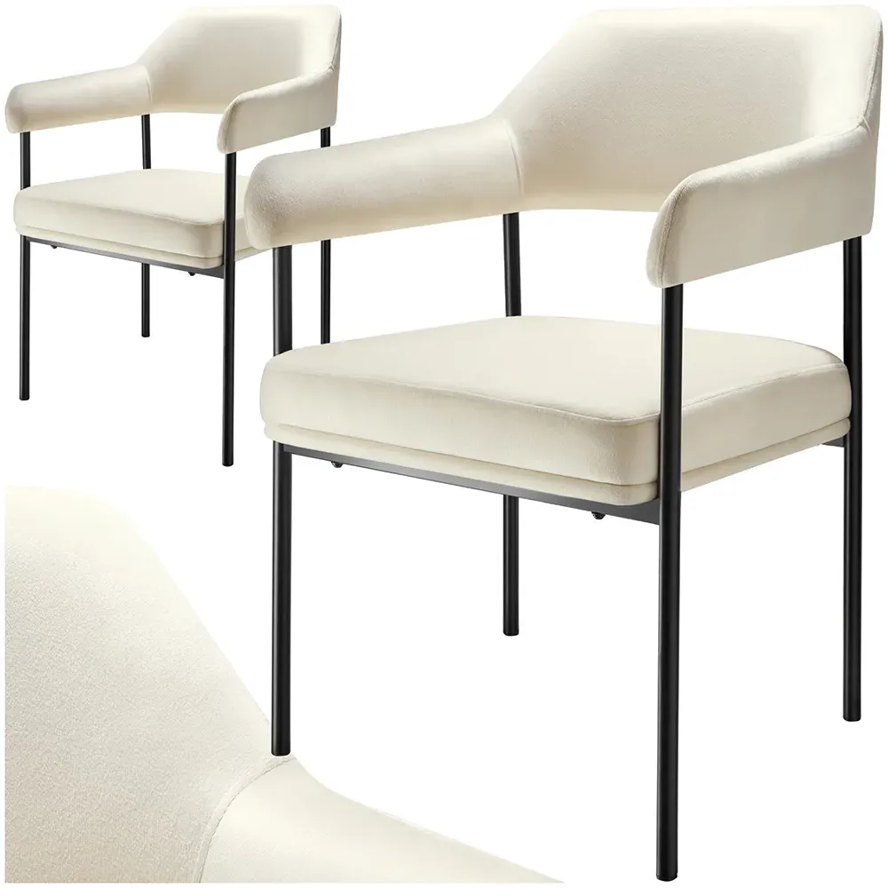 Doe Set of 2 Velvet Armchairs - Off-White