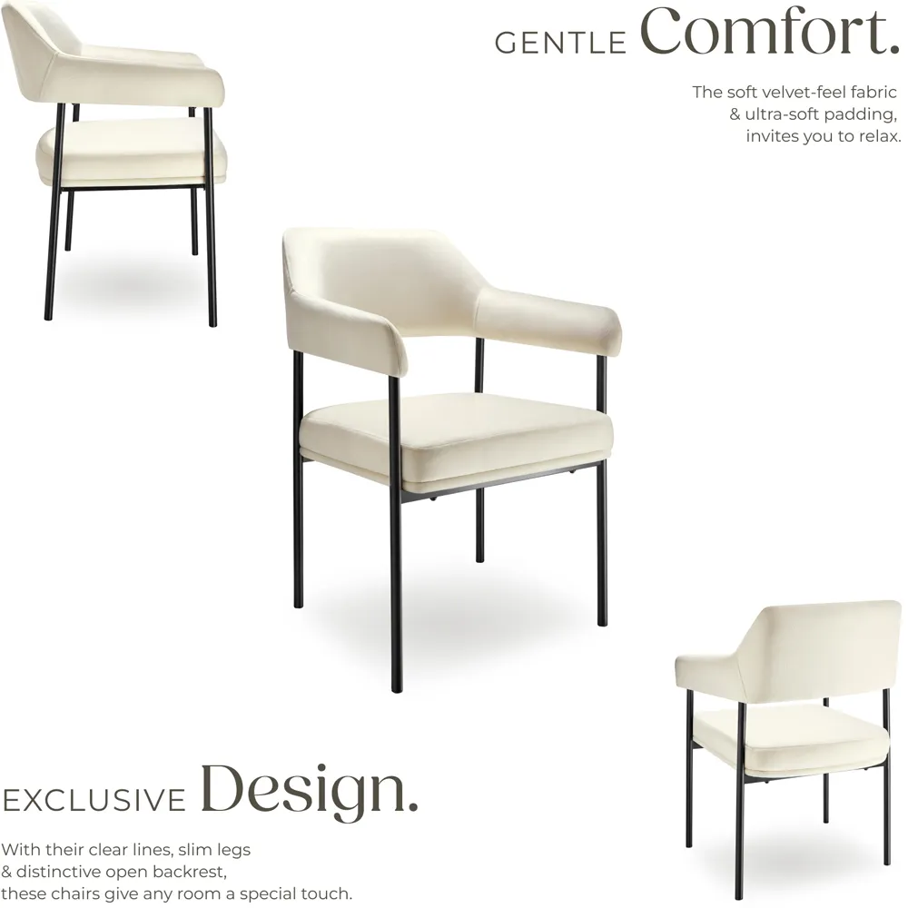 Doe Set of 2 Velvet Armchairs - Off-White