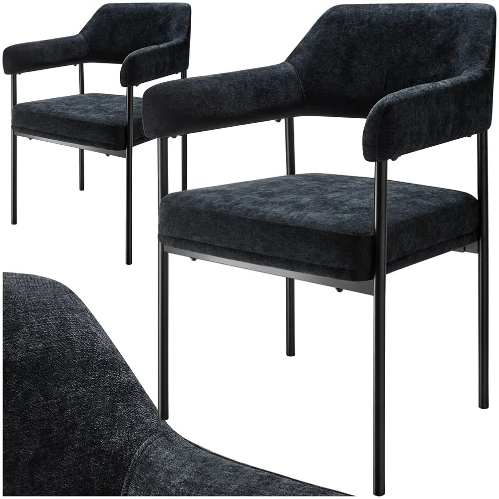 Doe Set of 2 Woven Fabric Armchair - Black