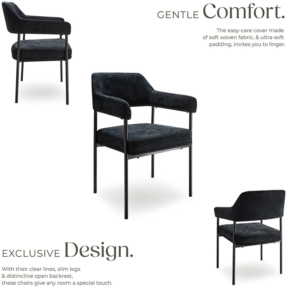 Doe Set of 2 Woven Fabric Armchair - Black