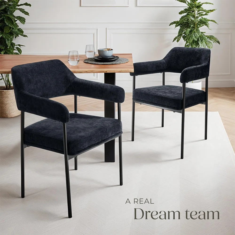 Doe Set of 2 Woven Fabric Armchair - Black