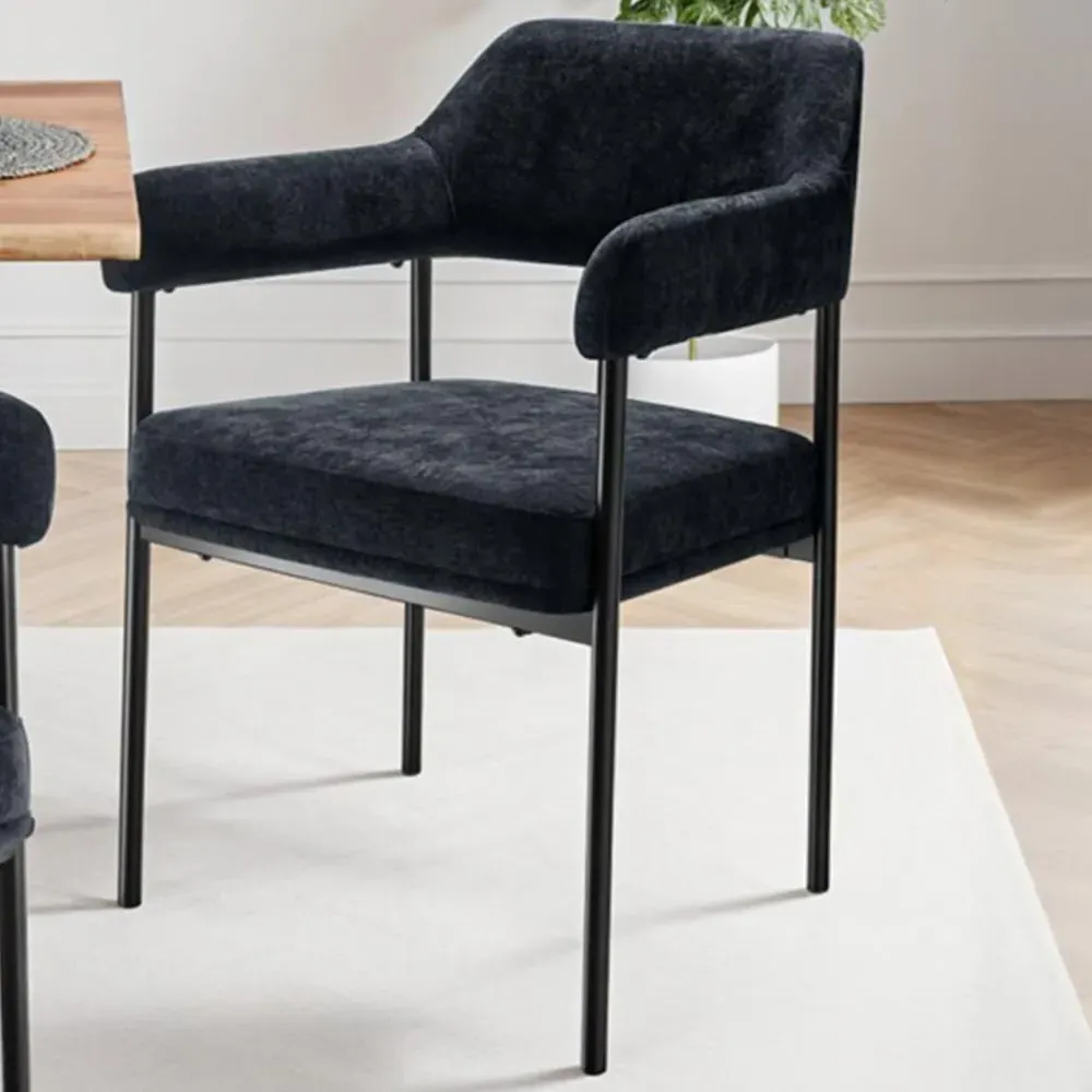 Doe Set of 4 Woven Fabric Armchair - Black