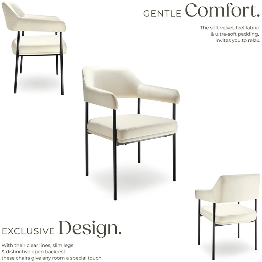 Doe Set of 6 Velvet Armchairs - White