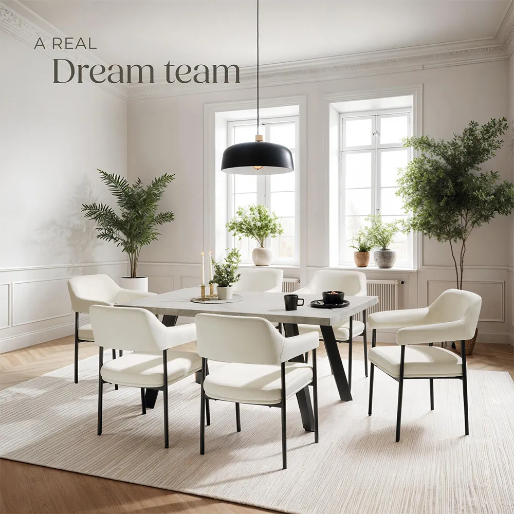 Doe Set of 6 Velvet Armchairs - White