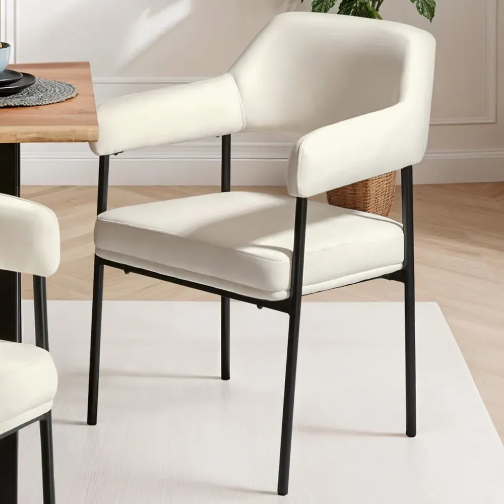 Doe Set of 6 Velvet Armchairs - White image