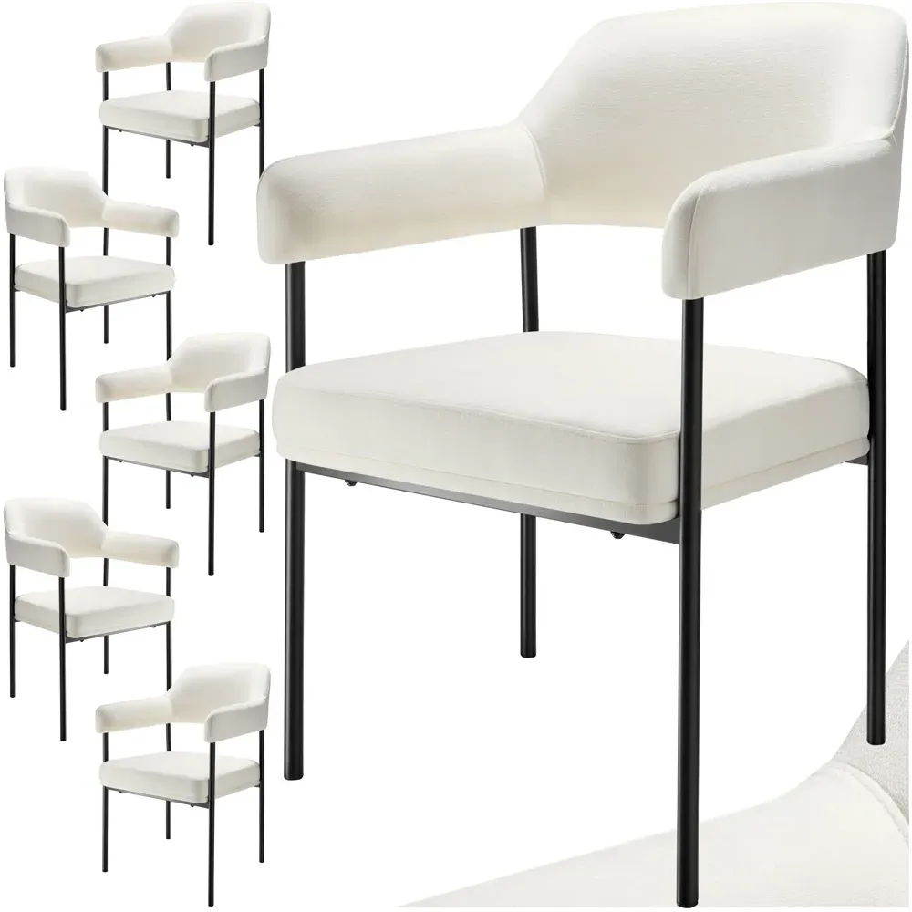 Doe Set of 6 Woven Fabric Armchair - White