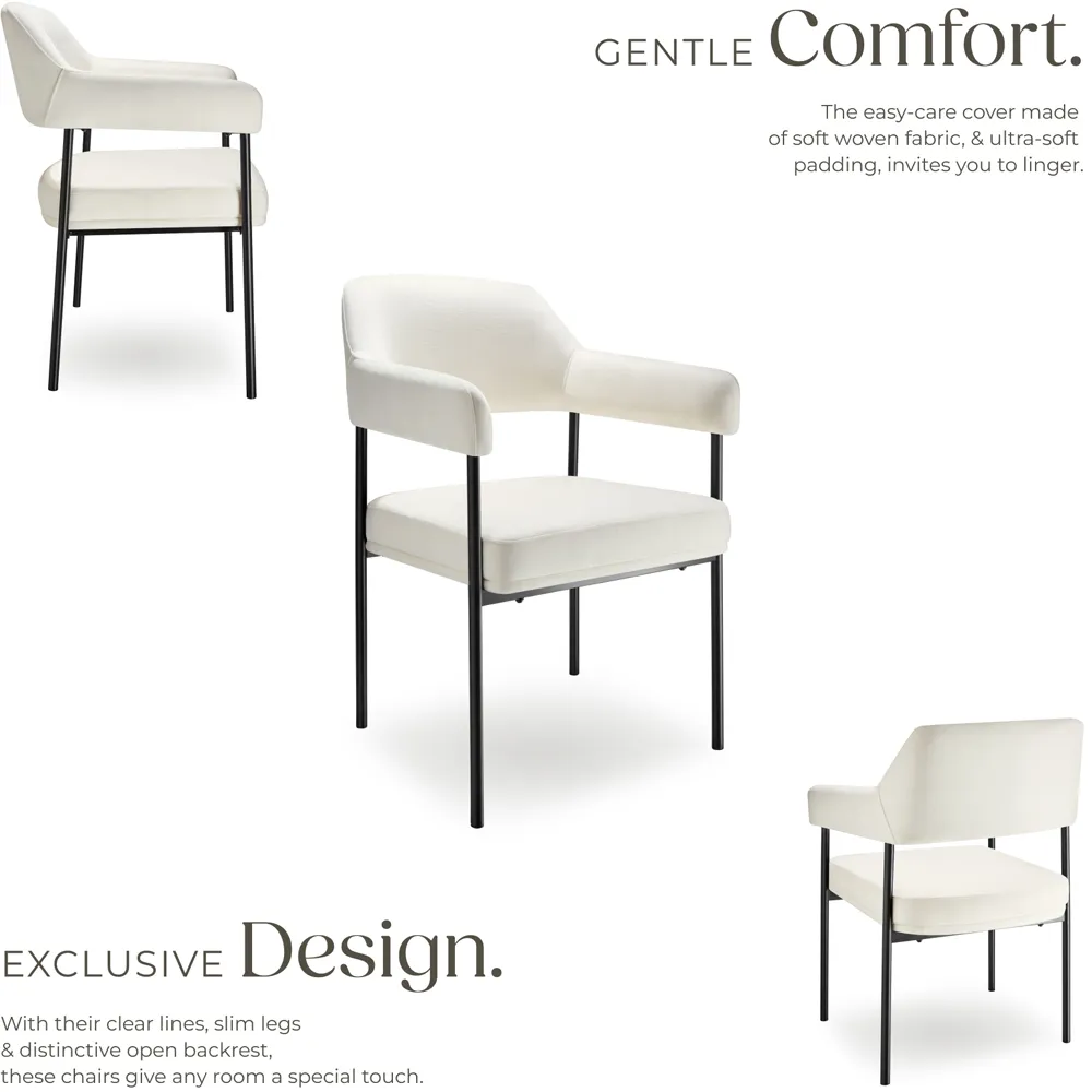 Doe Set of 6 Woven Fabric Armchair - White