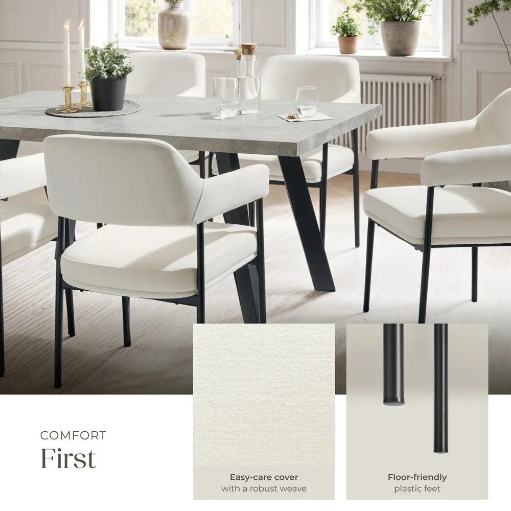 Doe Set of 6 Woven Fabric Armchair - White