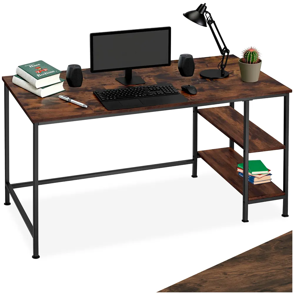 Donegal 2 Shelf Office Desk - Dark Wood