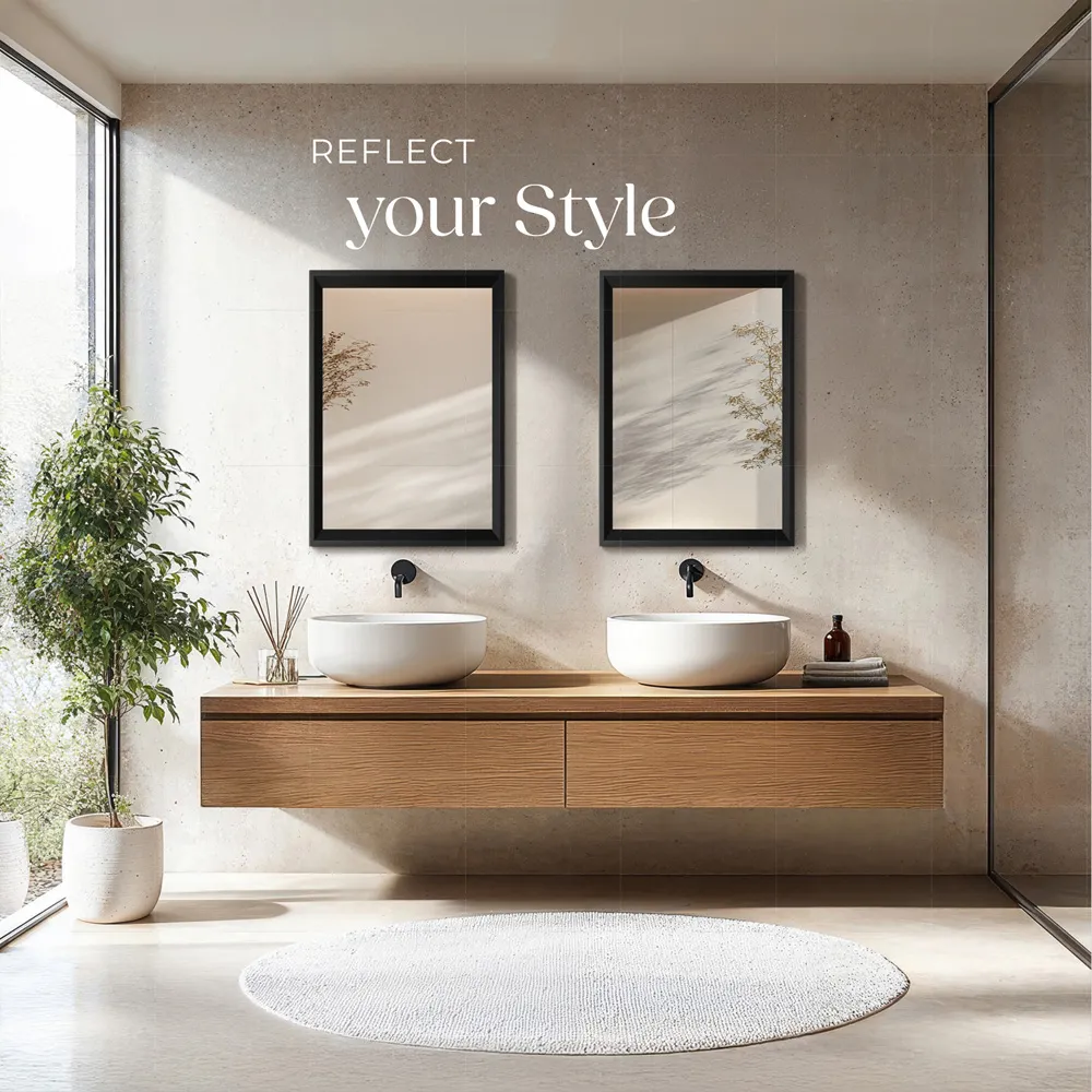 Elina Rectangular Wall Mirror - Black