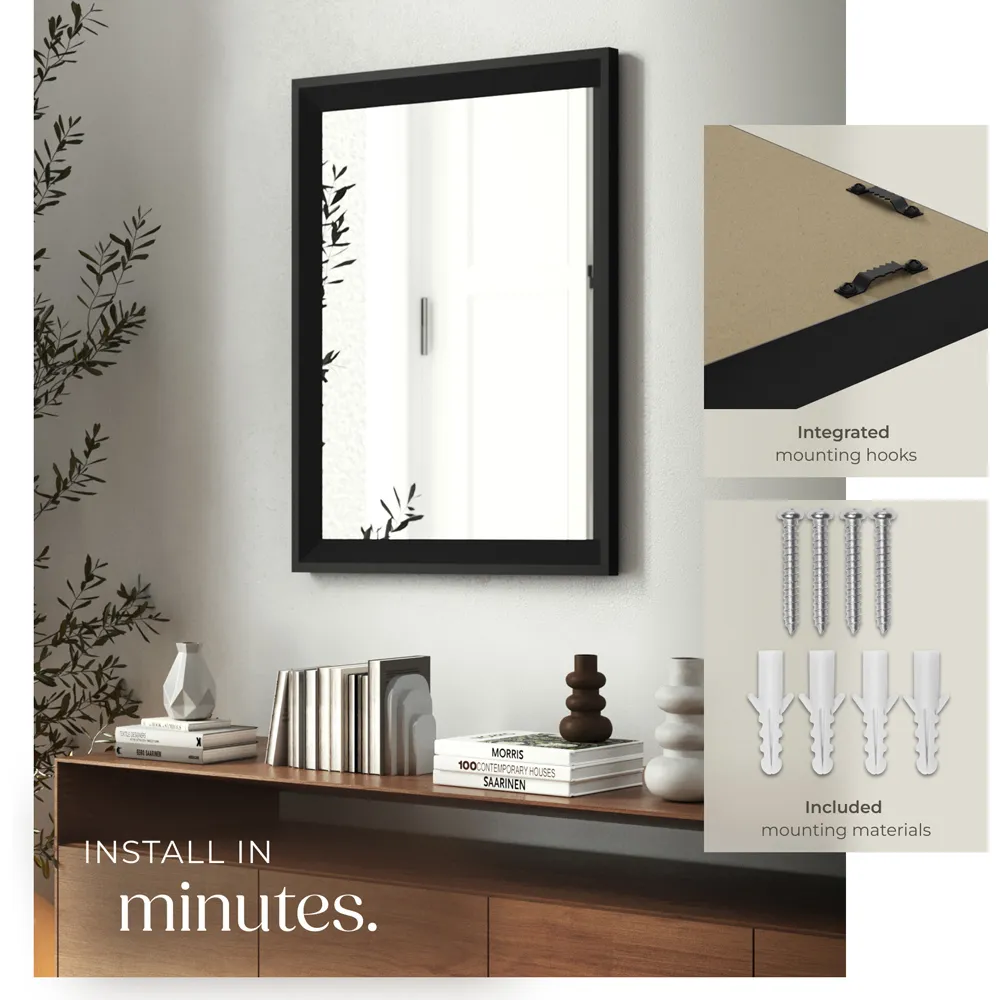 Elina Rectangular Wall Mirror - Black