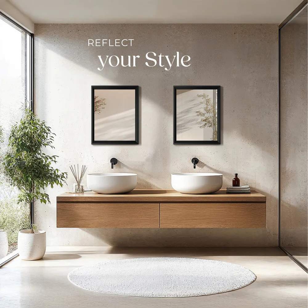 Elina Rectangular Wall Mirror - Black