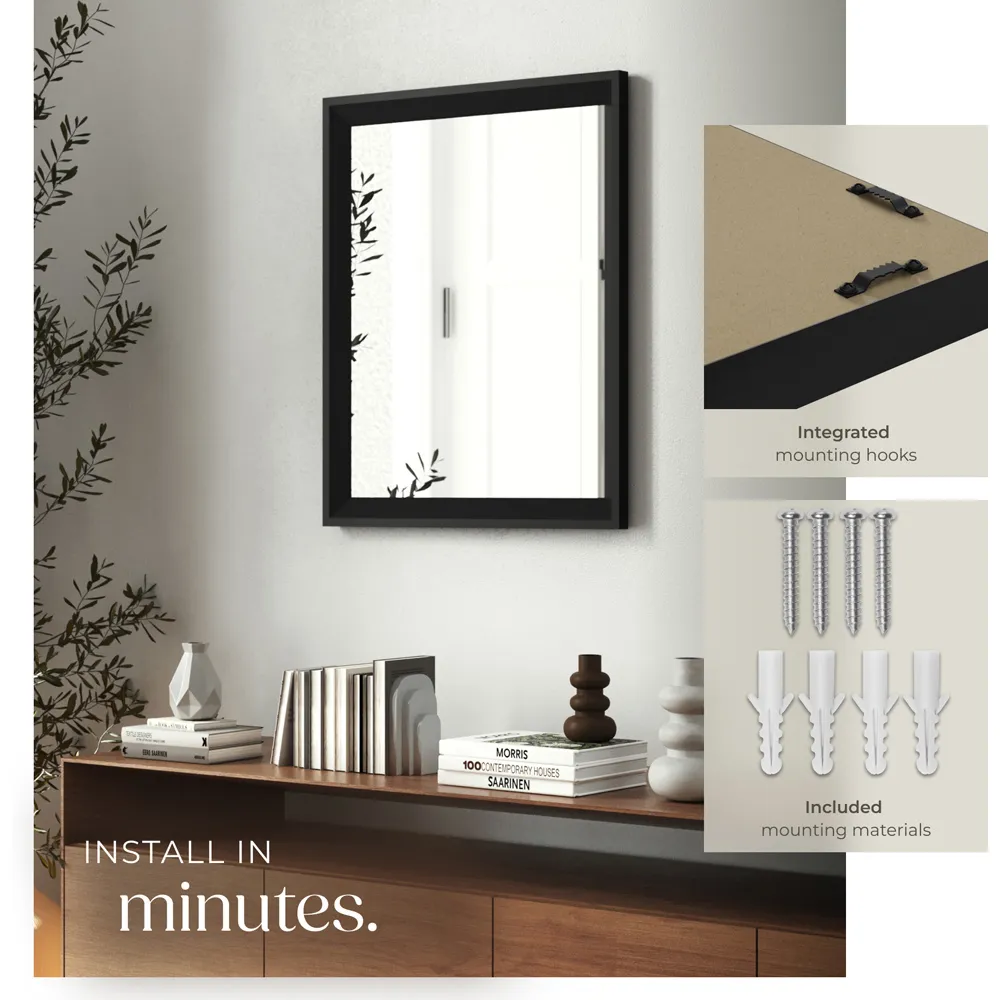 Elina Rectangular Wall Mirror - Black
