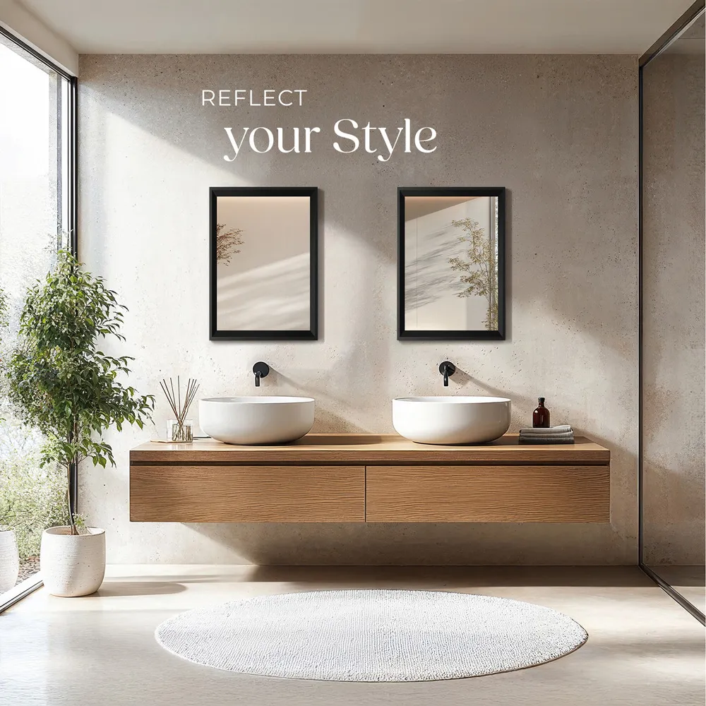 Elina Rectangular Wall Mirror - Black