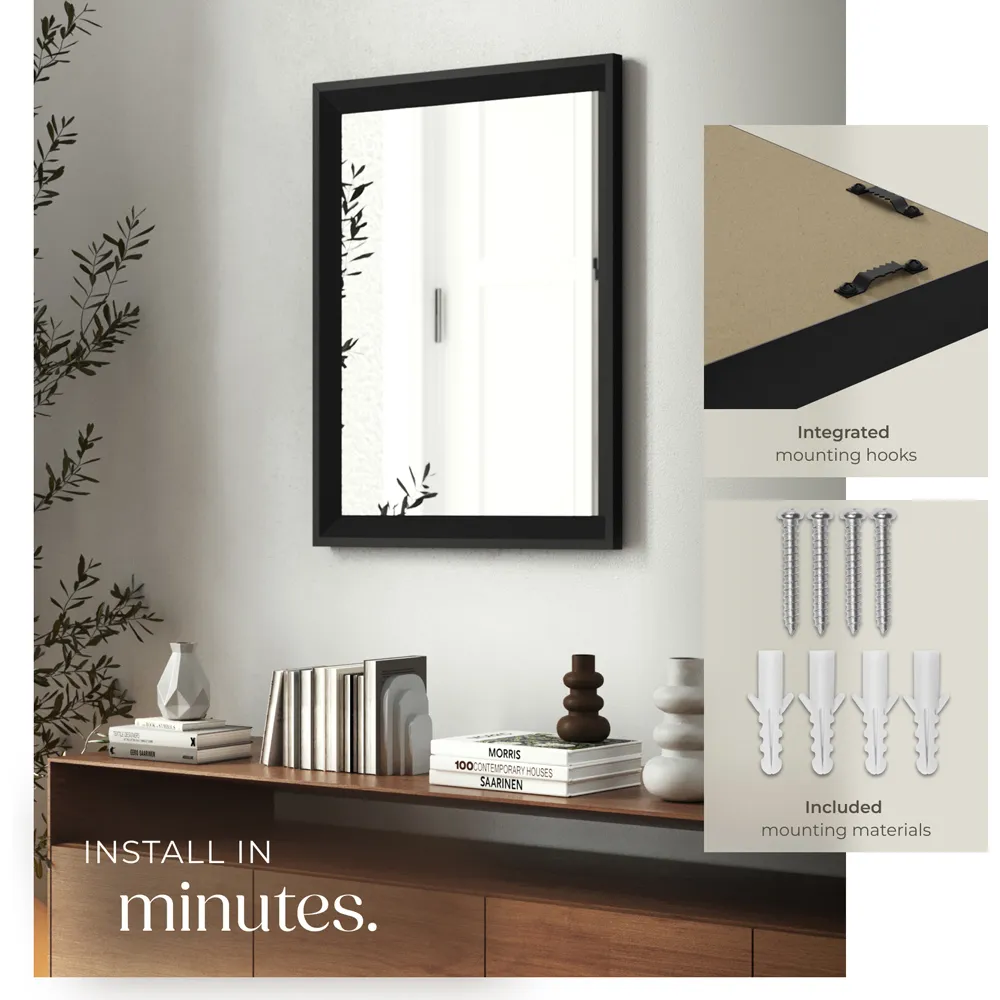 Elina Rectangular Wall Mirror - Black