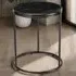 Ellsa Round Side Table - Black, Marble