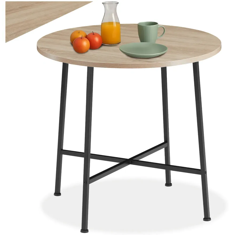 Ennis 2 Seater Oak Sonoma Round Dining Table - Brown