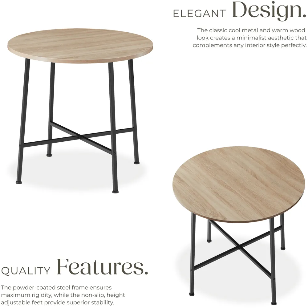 Ennis 2 Seater Oak Sonoma Round Dining Table - Brown