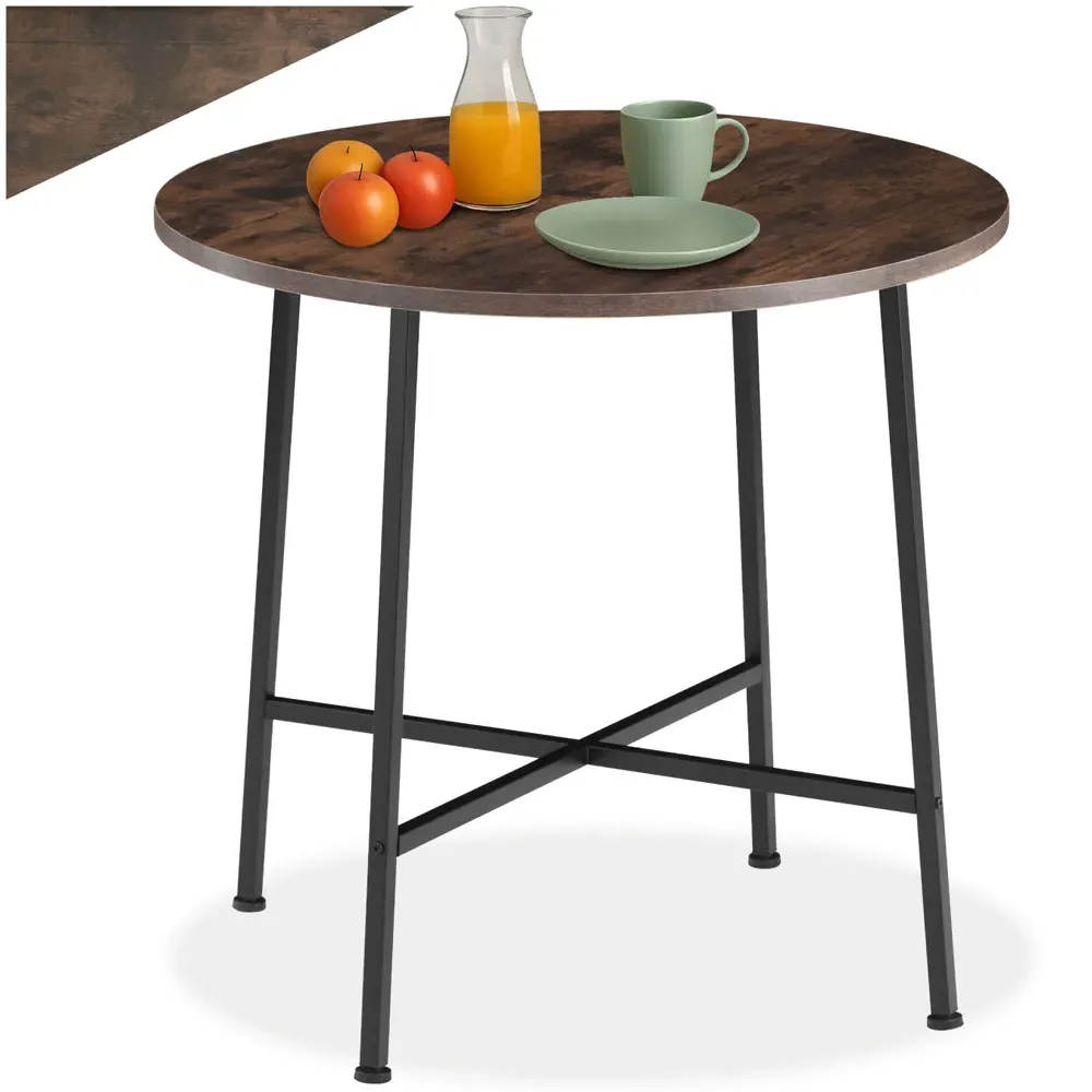 Ennis 2 Seater Round Dining Table with Adjustable Feet - Brown