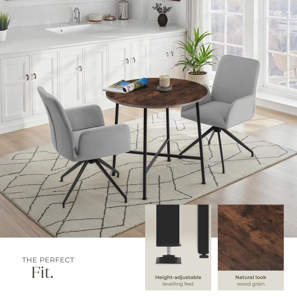 Ennis 2 Seater Round Dining Table with Adjustable Feet - Brown