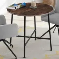 Ennis 2 Seater Round Dining Table with Adjustable Feet - Brown