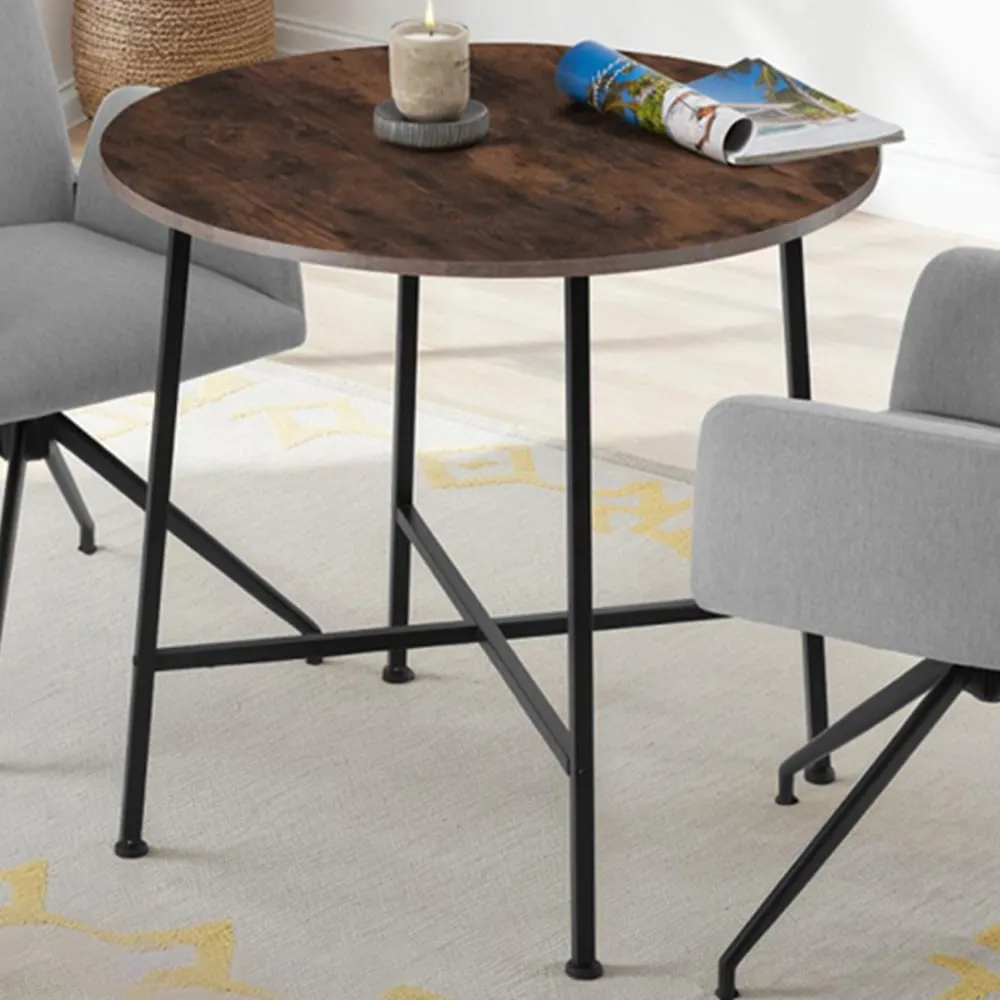 Ennis 2 Seater Round Dining Table with Adjustable Feet - Brown