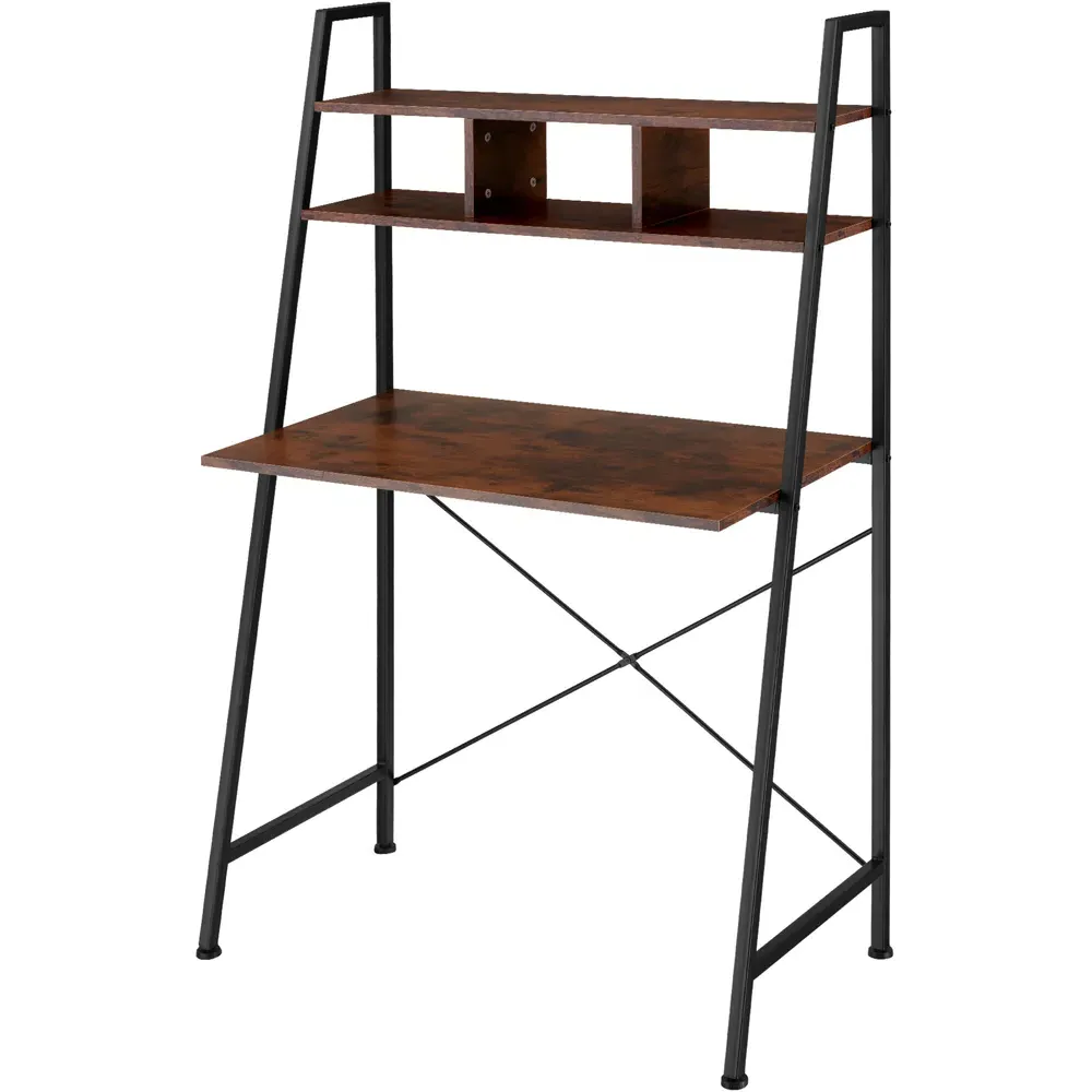 Exeter 4 Shelf Desk with Storage - Brown, Wood