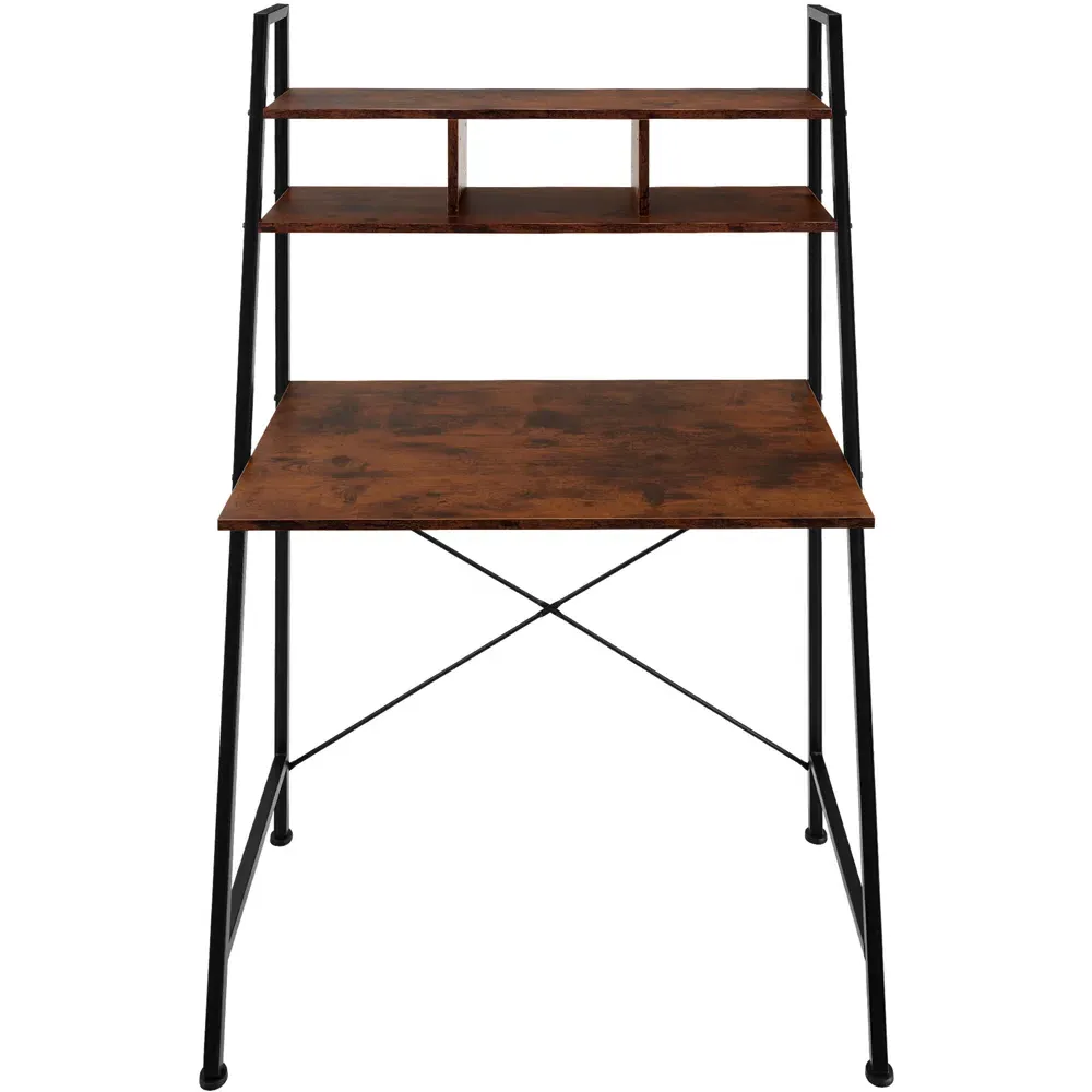 Exeter 4 Shelf Desk with Storage - Brown, Wood