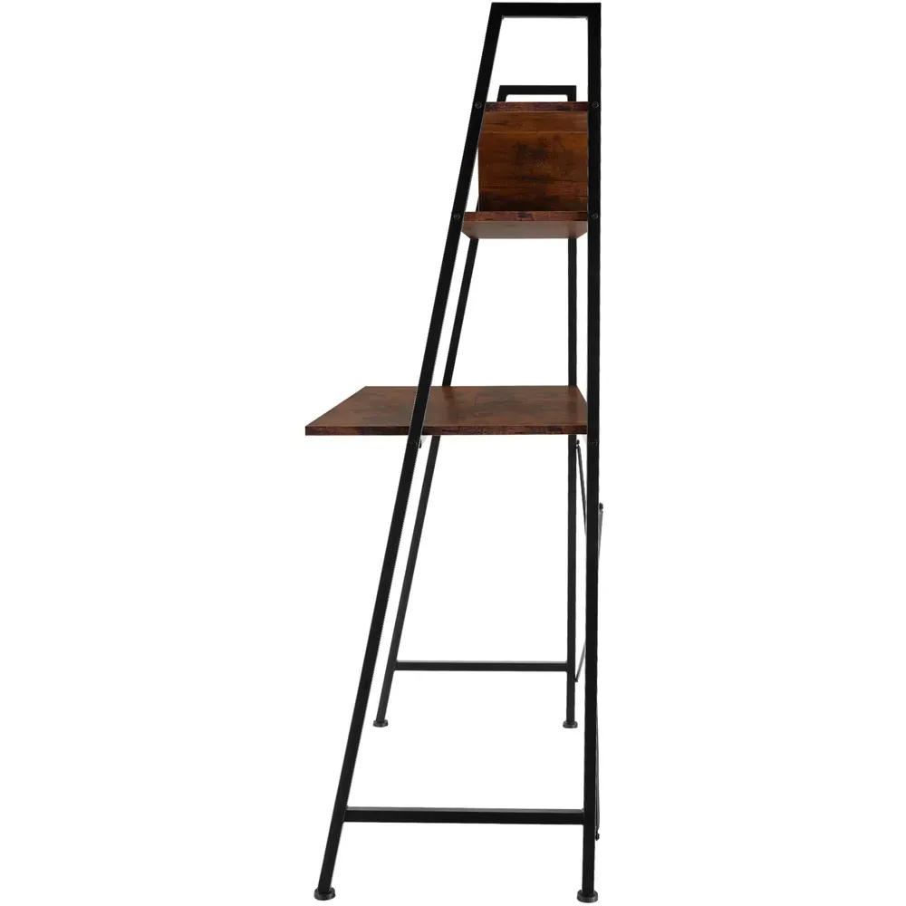 Exeter 4 Shelf Desk with Storage - Brown, Wood