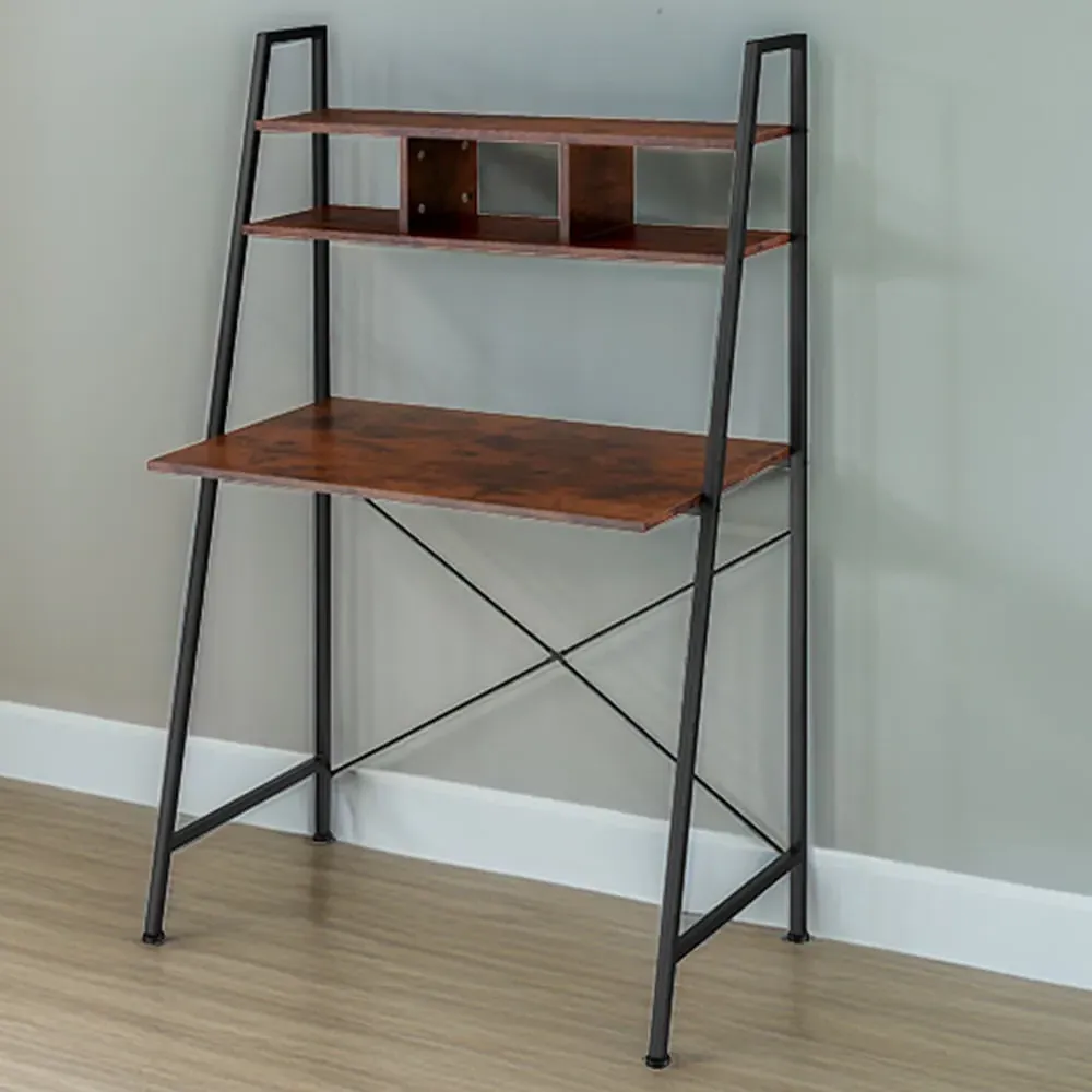 Exeter 4 Shelf Desk with Storage - Brown, Wood