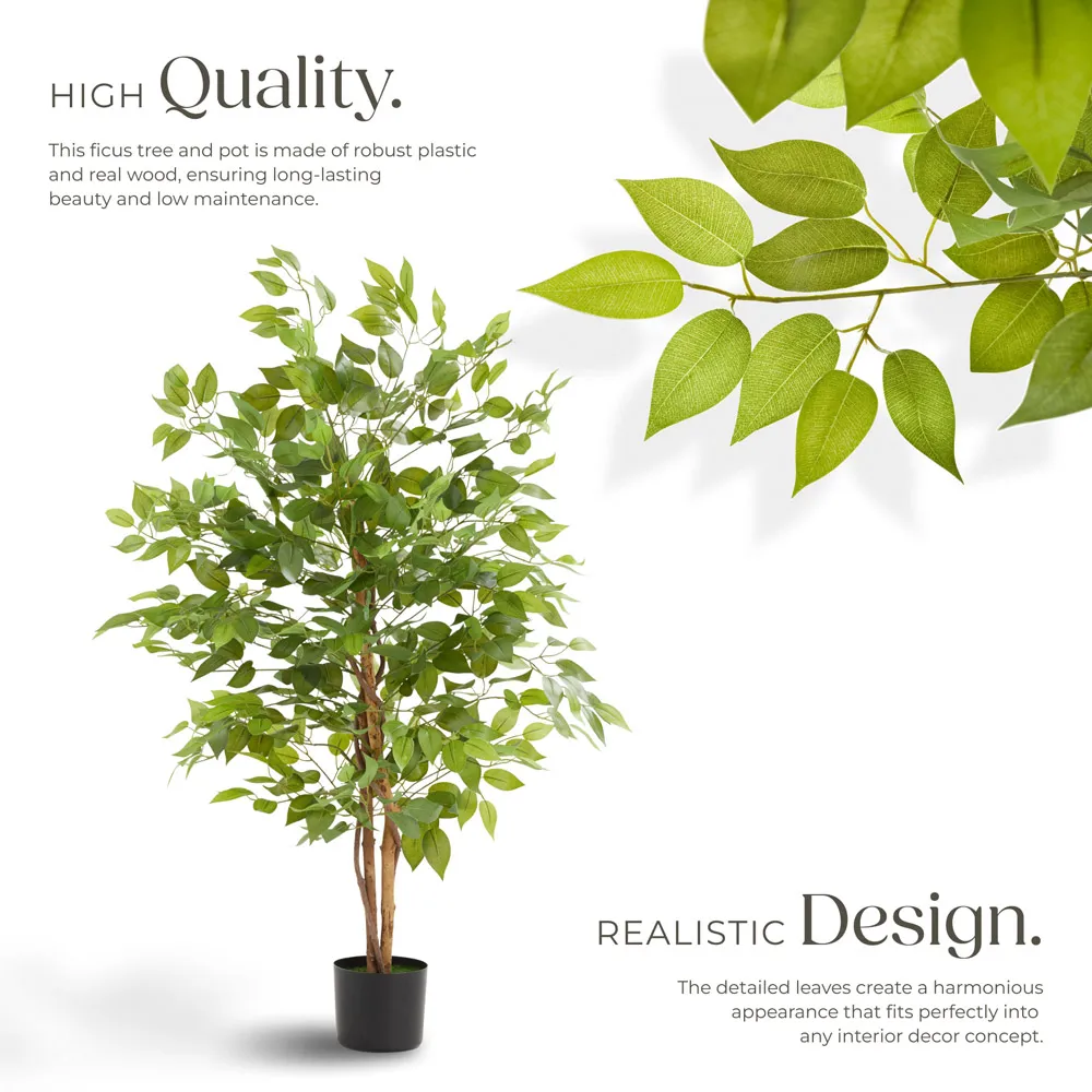 Fida 120cm Artificial Ficus Tree in Pot - Green