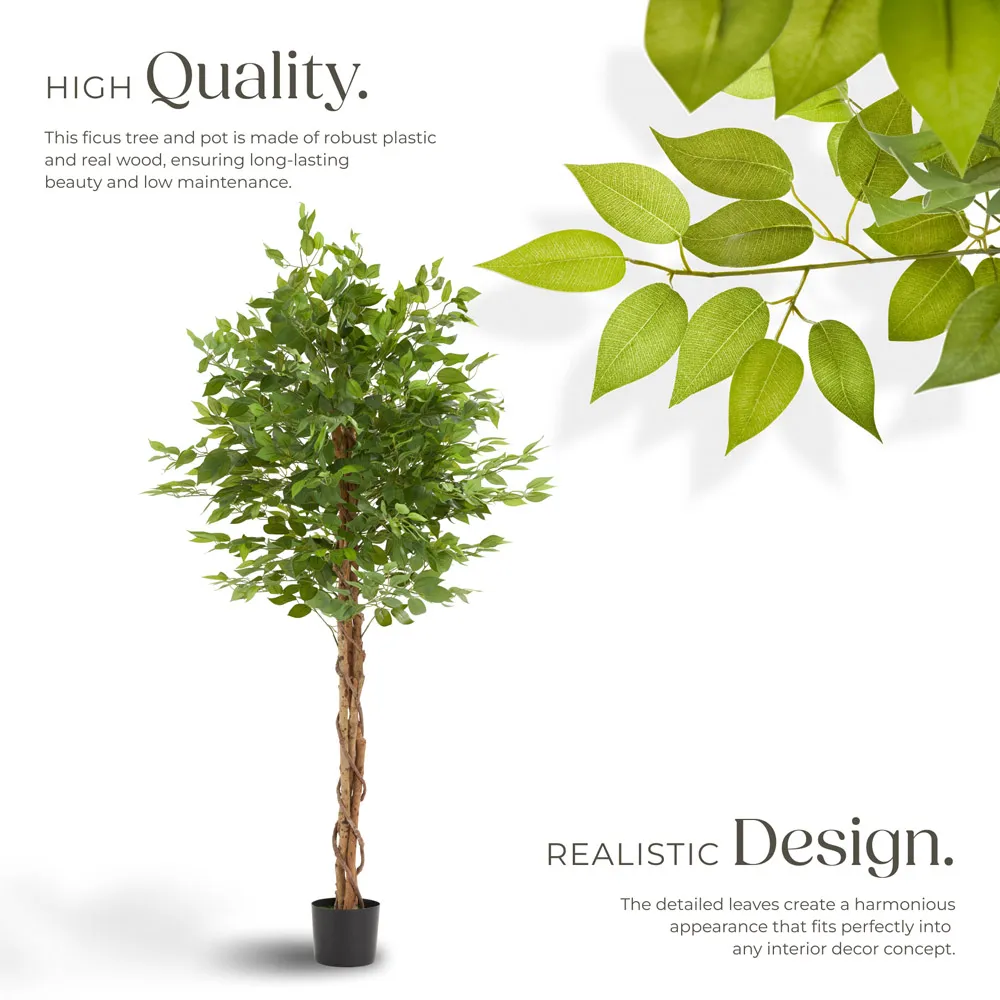 Fida 180cm Artificial Ficus Tree in Pot - Green