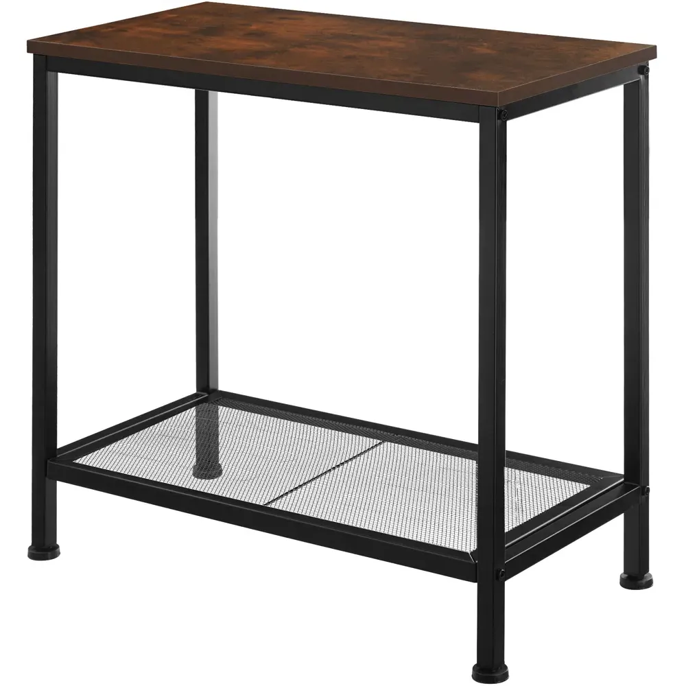 Filton Single Grid Shelf Bedside Table - Brown