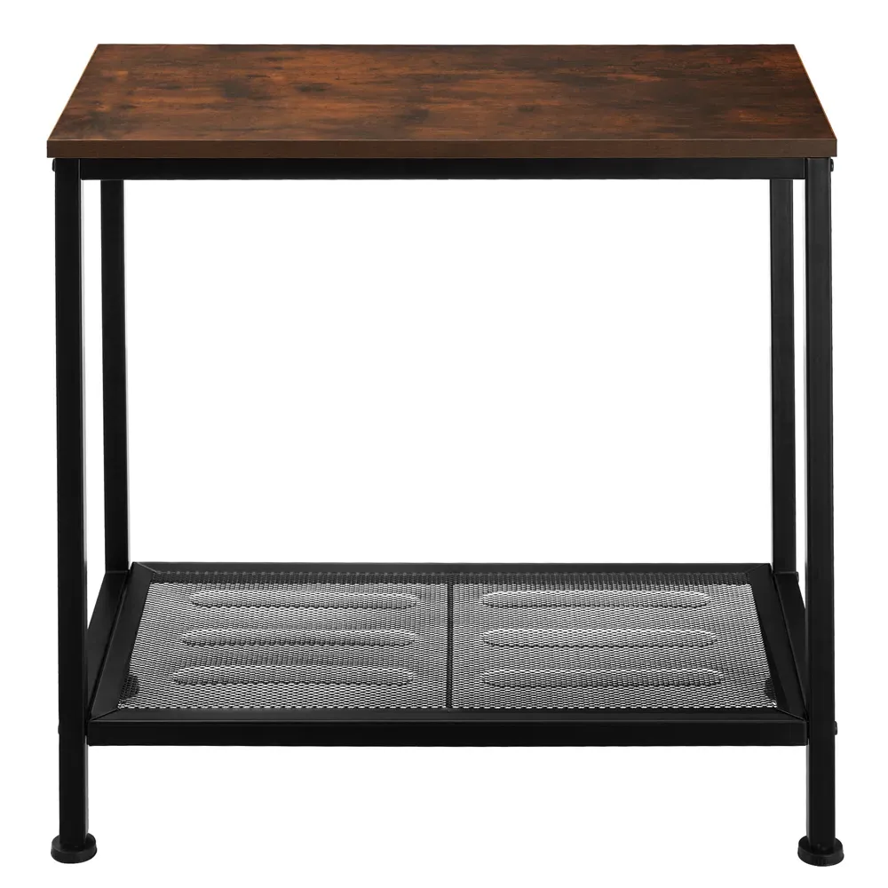 Filton Single Grid Shelf Bedside Table - Brown