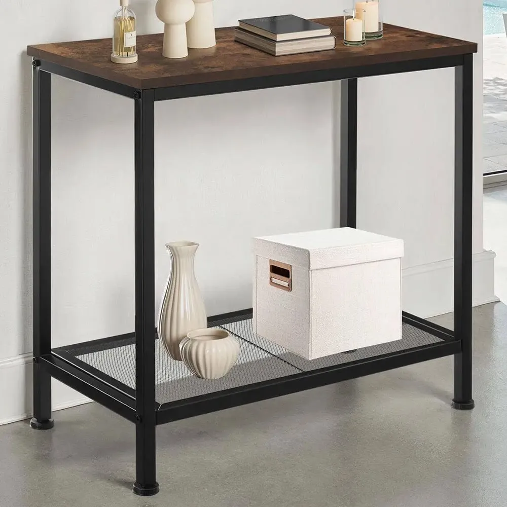 Filton Single Grid Shelf Bedside Table - Brown image