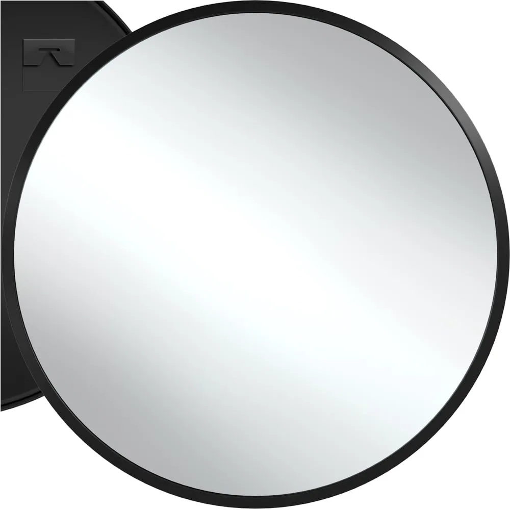 Fiona Round Wall Mounted Mirror 60cm - Black, Aluminium