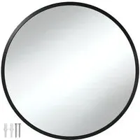 Fiona Round Wall Mounted Mirror 70cm - Black, Aluminium