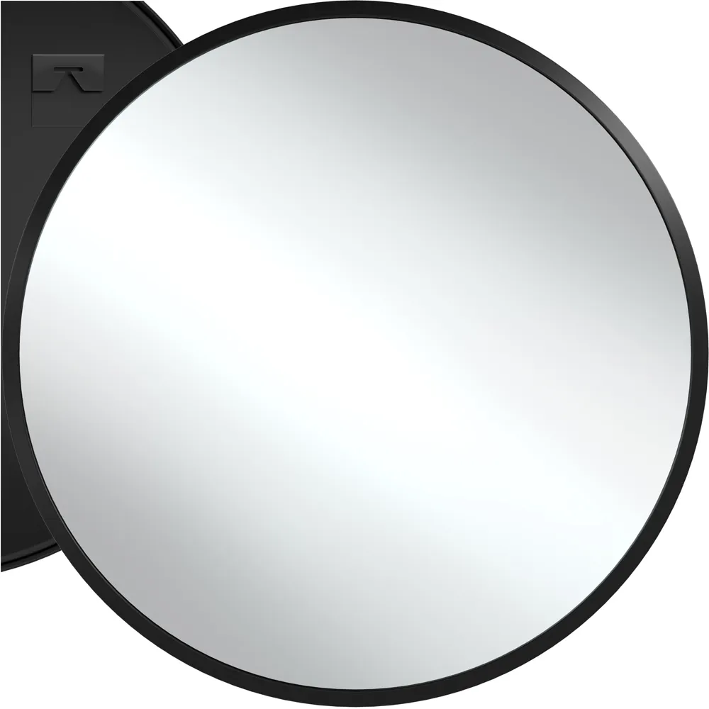 Fiona Round Wall Mounted Mirror 80cm - Black, Aluminium