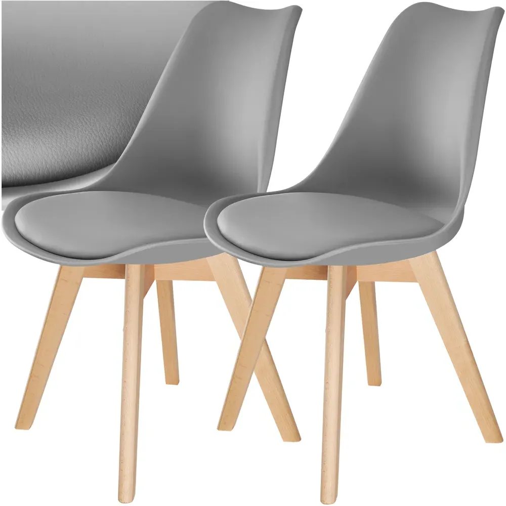 Frederikke Set of 2 Dining Chairs with Padded Seat - Grey