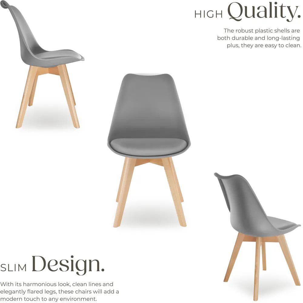 Frederikke Set of 2 Dining Chairs with Padded Seat - Grey