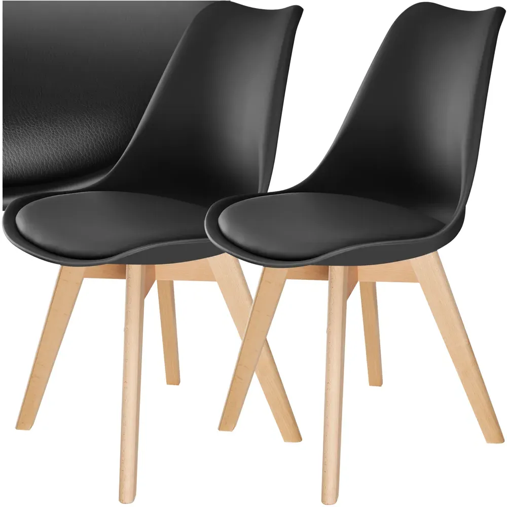 Frederikke Set of 2 Ergonomic Dining Chairs - Black