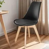 Frederikke Set of 2 Ergonomic Dining Chairs - Black